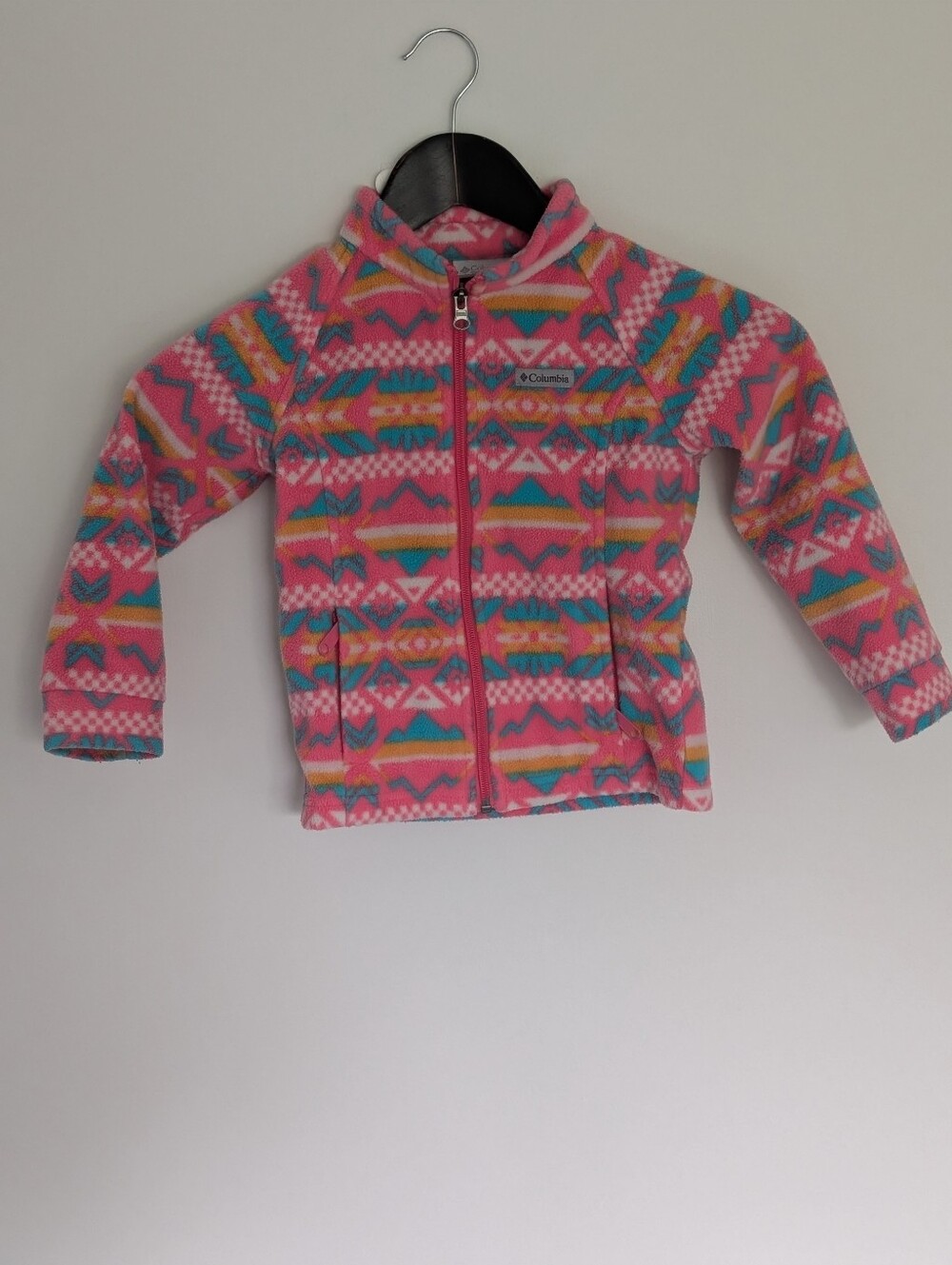 Columbia Girls Pink Aztec Geometric Full Zip Fleece Jacket - 4T
